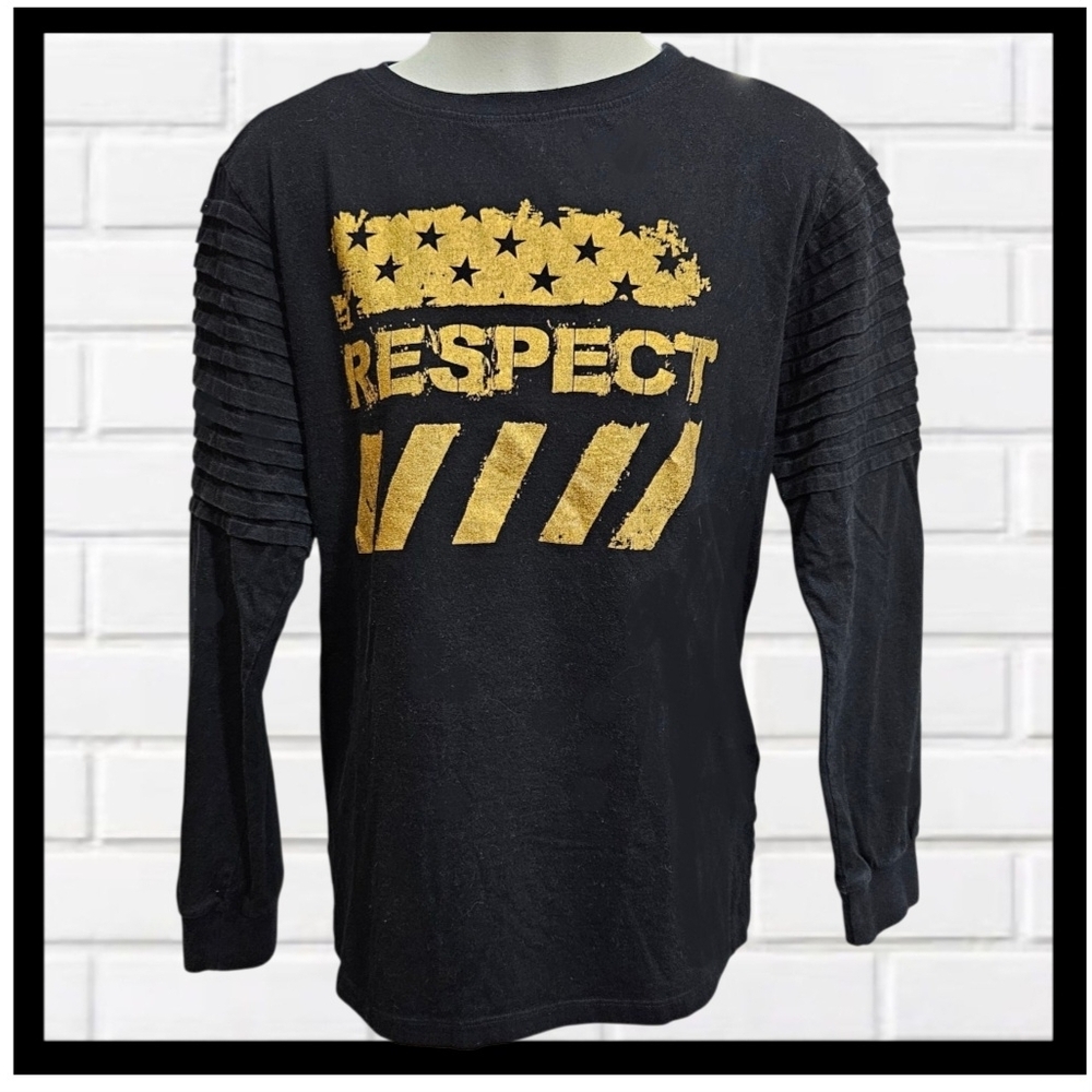 PANYC Black and Gold Graphic Long Sleeve Unisex Tee XL
